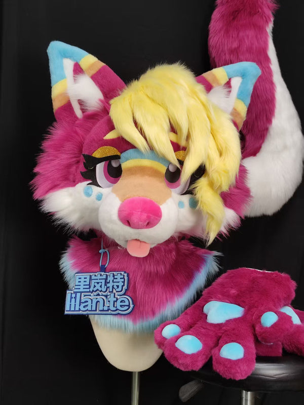 Multi-colored Fox Toony Head Fursuit (Gift Handpaws+Tail)