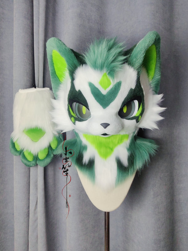 Green Dragon Kemono Head Fursuit (Gift Handpaws)