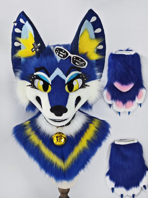 Blue Fox Kemono Head Fursuit (Gift Handpaws+Tail)