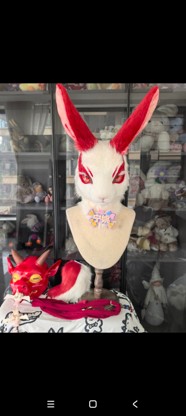 Devil Bunny Realistic Head Fursuit (Gift Mask)