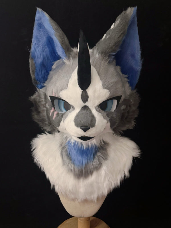 Black Blue Dragon Kemono Head Fursuit
