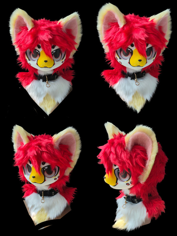 Rose Red Puppy Kemono Head Fursuit