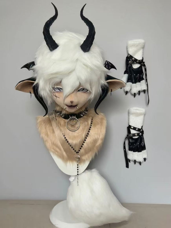 Gothic Goat Kemono Head Fursuit (Gift Handpaws+Tail)