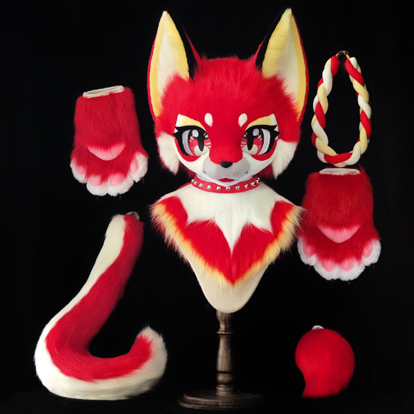 Red Fox Kemono Head Fursuit (Gift Handpaws+Tail)
