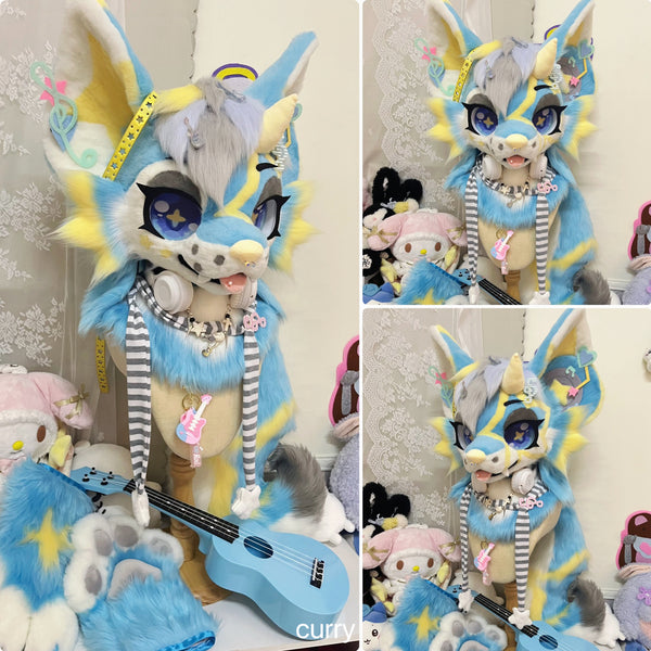 Guitar Puppy Toony Head Fursuit (Gift Handpaws+Tail)
