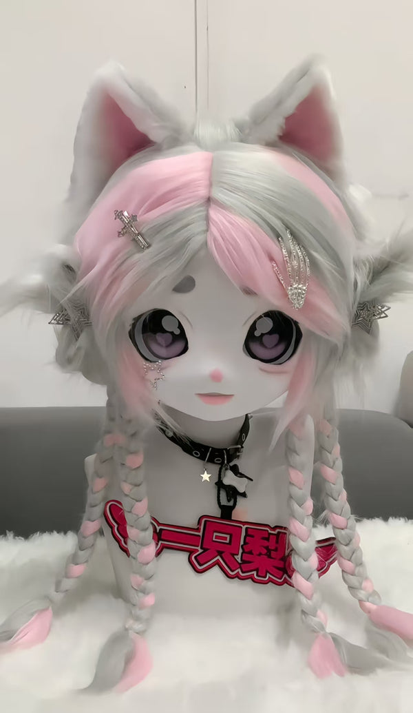 Pink Kitten Kig Head Fursuit