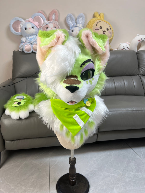 Matcha Wolf Toony Head Fursuit (Gift Handpaws)