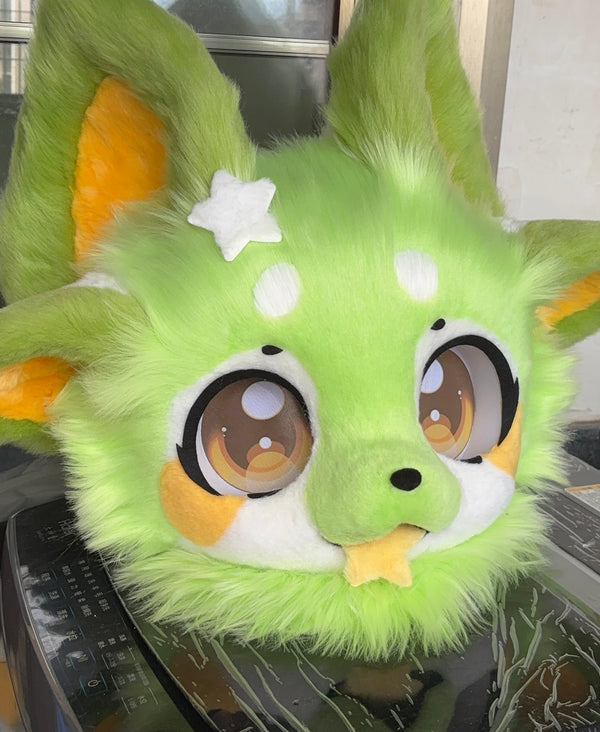 Green Star Puppy Kemono Head Fursuit