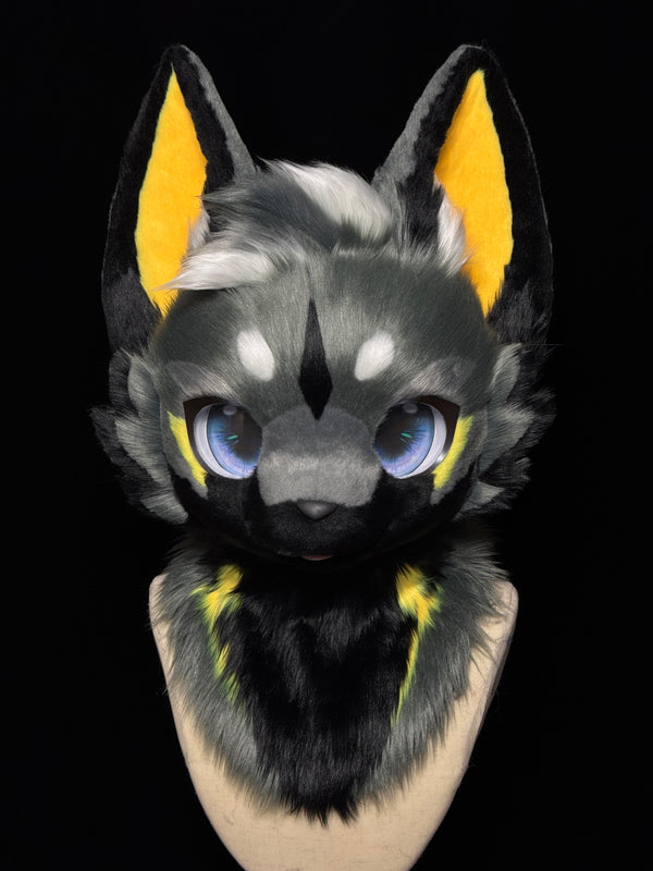 Black Flash Puppy Kemono Head Fursuit (Gift Handpaws)
