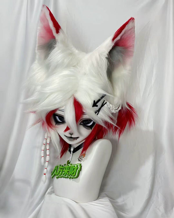 Red White Fox Kig Head Fursuit
