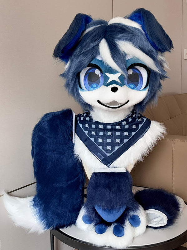 Blue Puppy Kemono Head Fursuit (Gift Handpaws +Tails)