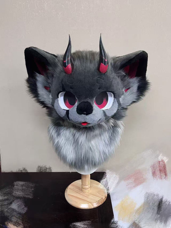 Black Red Demon Kemono Head Fursuit