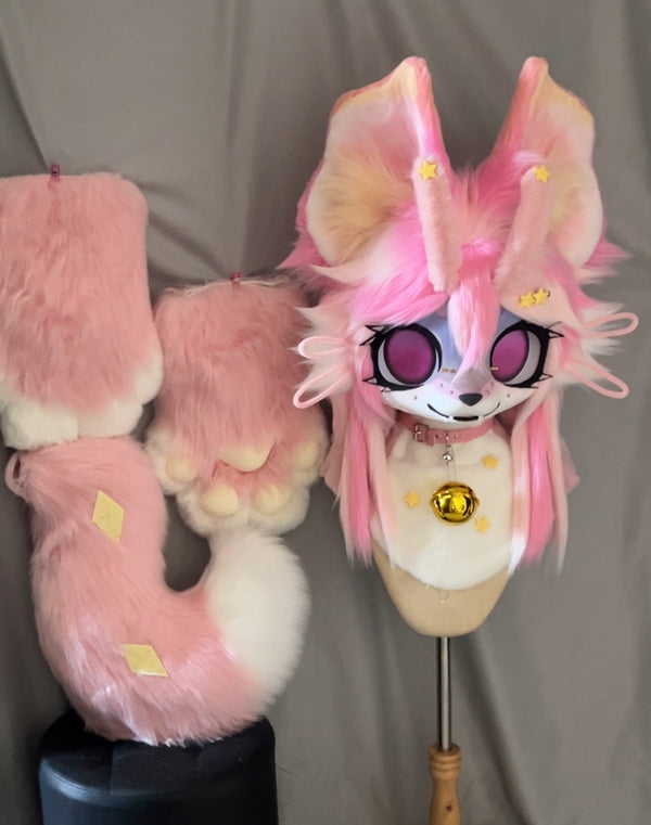 Pink Moth Kemono Head Fursuit (Gift Handpaws+Tail)