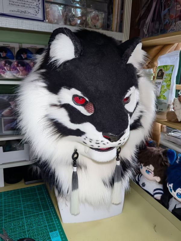 White Leopard Realistic Head Fursuit