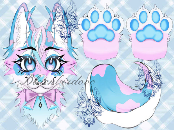 [Pre-sale adoption] - Kemono Fursuit Head+Handpaws+Tail for BlackBird