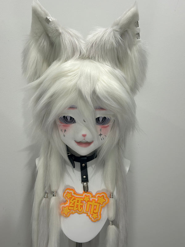 White Fox Kig Head Fursuit