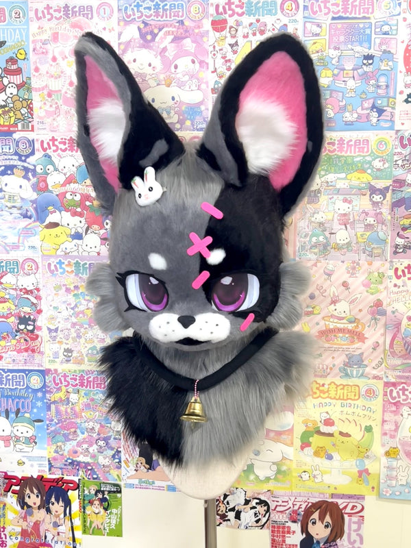Black Pink Color Bunny Kemono Head Fursuit