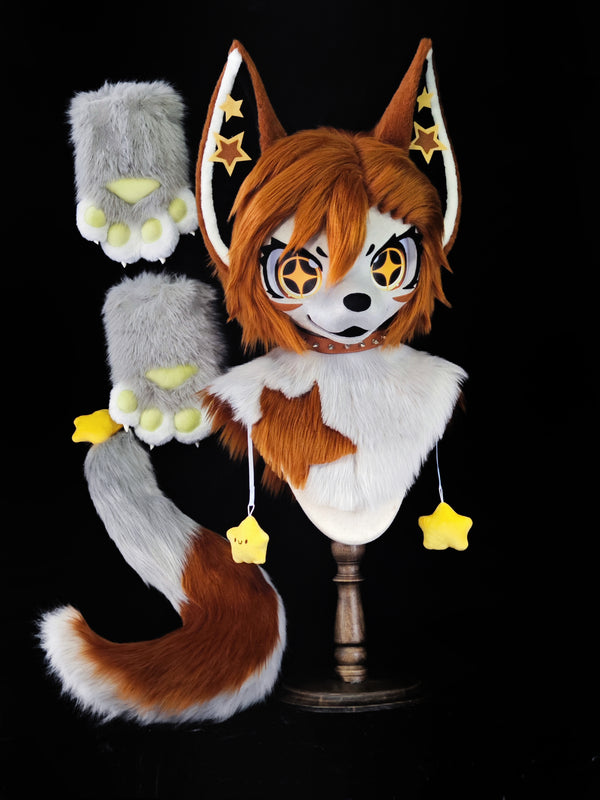 Coffee Kitten Kemono Head Fursuit (Gift Handpaws+Tail)