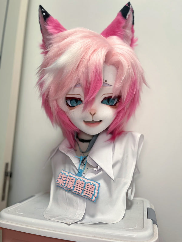 Pink Fox Kig Head Fursuit