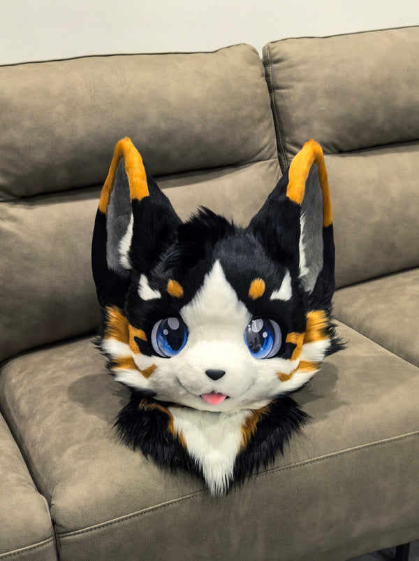 Classic Gold Puppy Kemono Head Fursuit (Gift Handpaws+Tail)