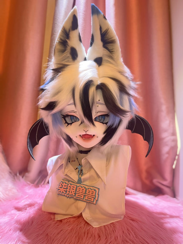 Grey White Fox Kig Head Fursuit