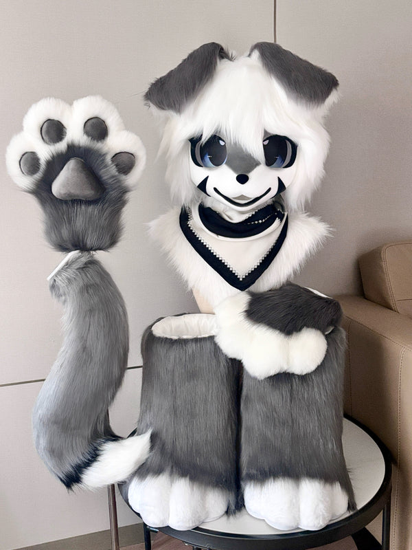 Gray Puopy Kemono Heas Fursuits (Gift Handpaws+Feetpaws+Tail)