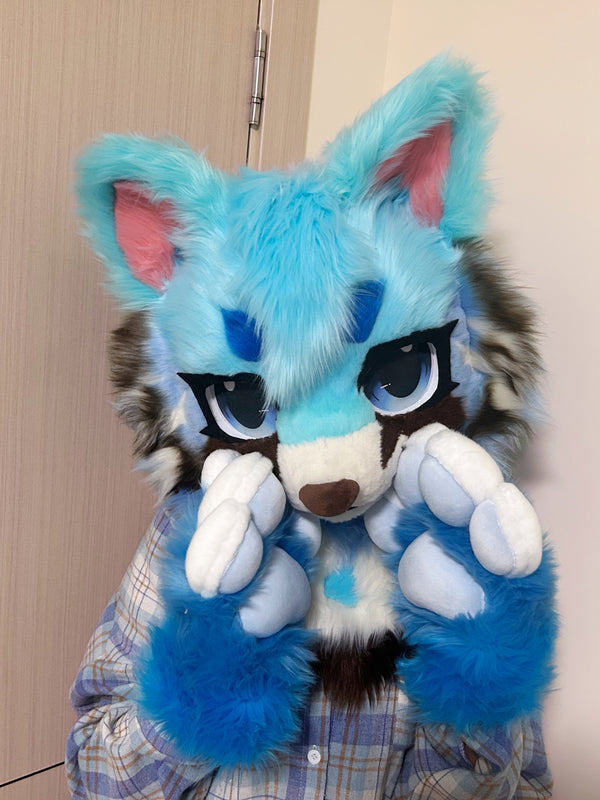 Blue Brown Puppy Kemono Head Fursuit