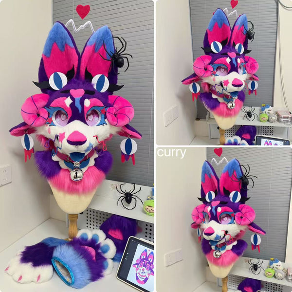 Succubus Four Ears Toony Head Fursuit (Gift Handpaws+Tail)