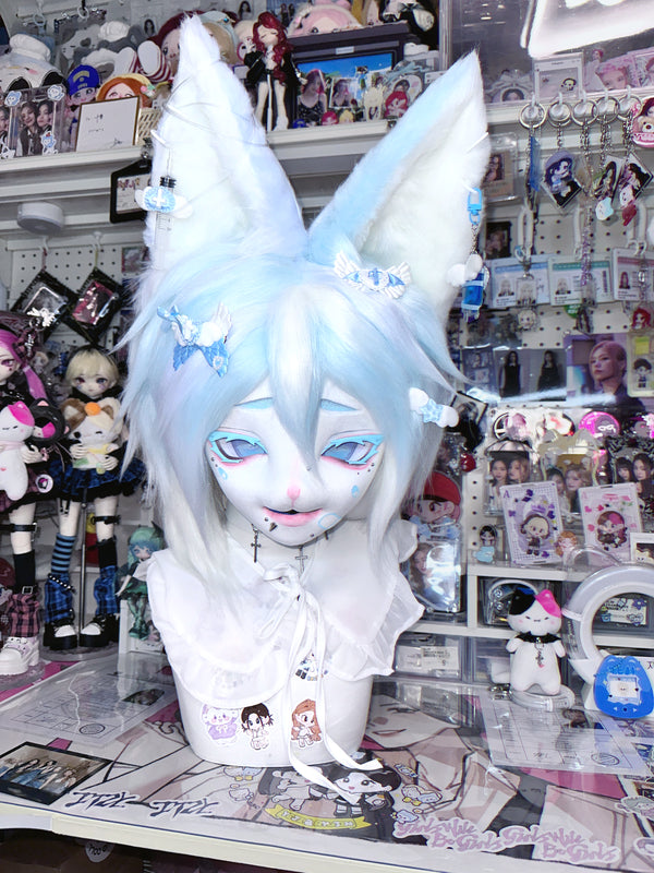 Light Blue Fox Kig Head Fursuit