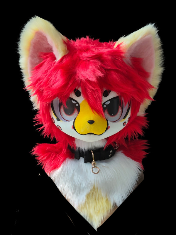 Rose Red Puppy Kemono Head Fursuit