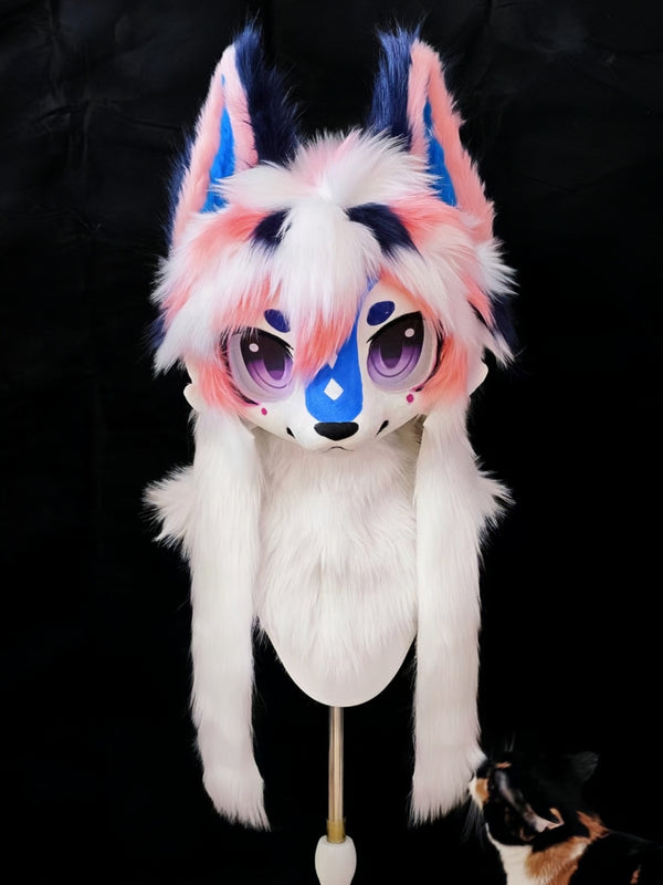 Pink Blue Fox Kig Head Fursuit