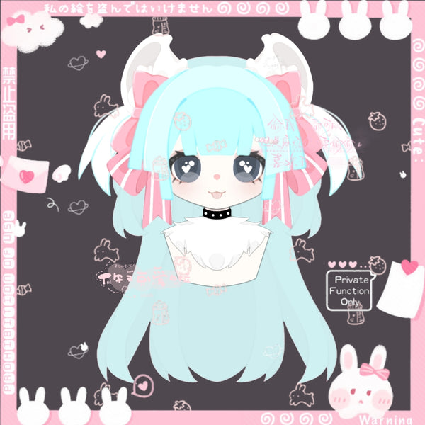 [Pre-sale adoption] - Fluorescent Blue Kitten Kig Fursuit Head