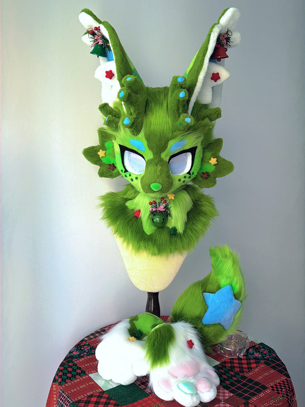 Christmas Deer Kemono Head Fursuit (Gift Handpaws+Tail)