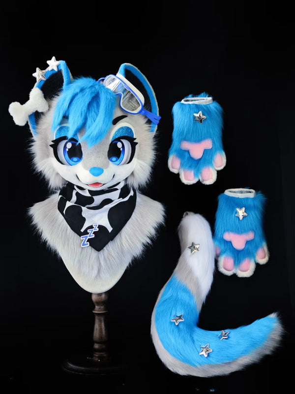 Bone Puppy Kemono Head Fursuit (Gift Handpaws+Tail)