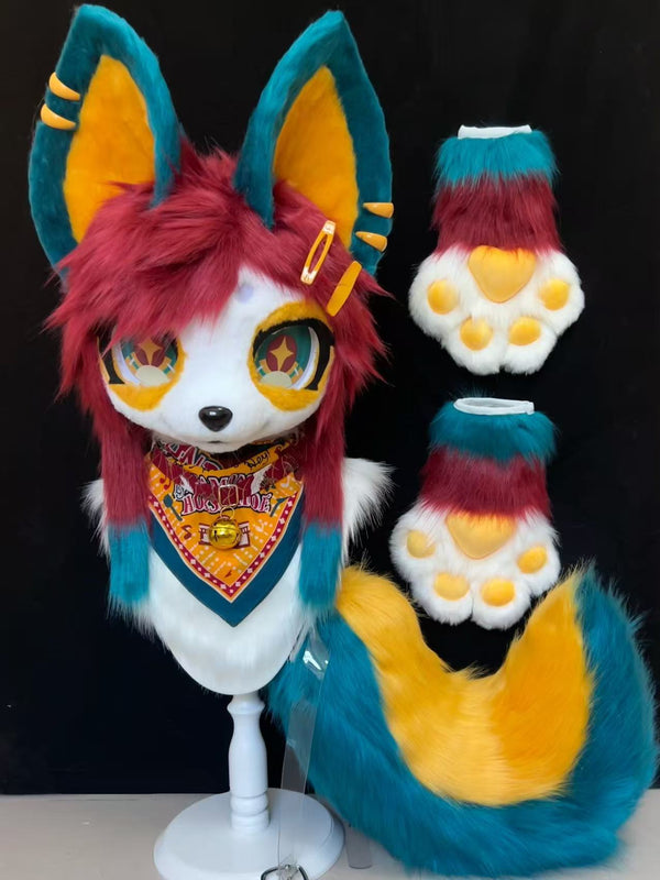 Starry Eyes Fox Kemono Head Fursuit (Gift Handpaws+Tail)