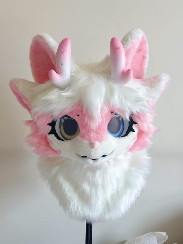 Ocean Pink Dragon Kemono Head Fursuit (Gift Tail)