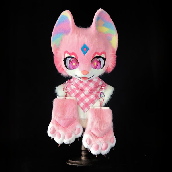 Pink Kitten Kemono Head Fursuit (Gift Handpaws)