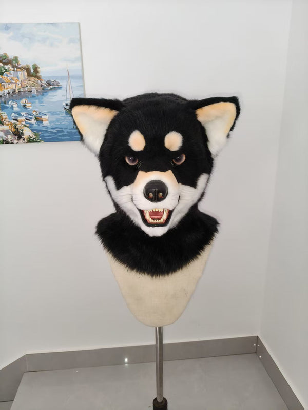 Black Shiba Realistic Head Fursuit (Gift Tail)