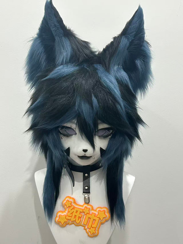 Deep Blue Fox Kig Head Fursuit