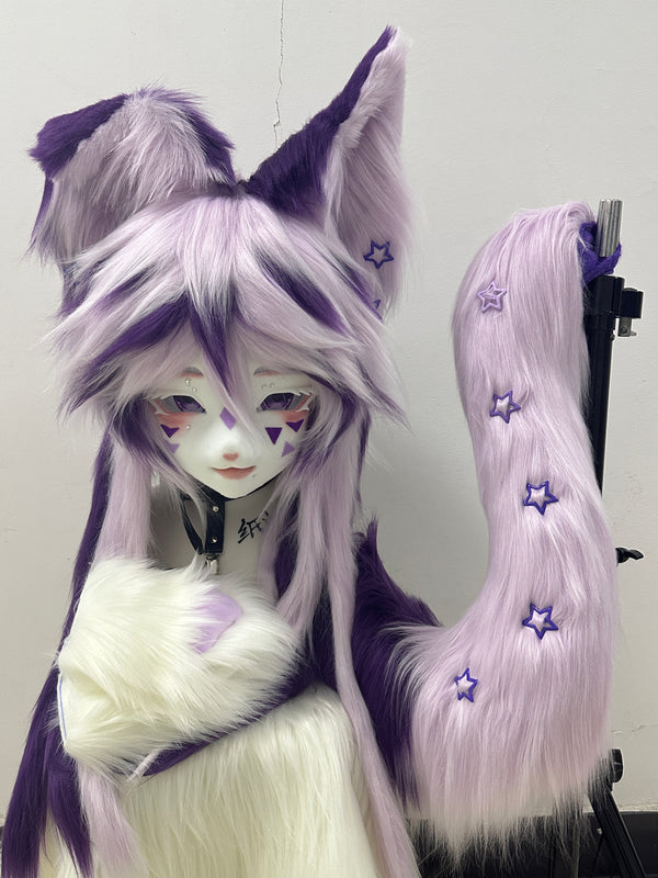 Purple Star Fox Kig Head Fursuit (Gift Handpaws+Tail)