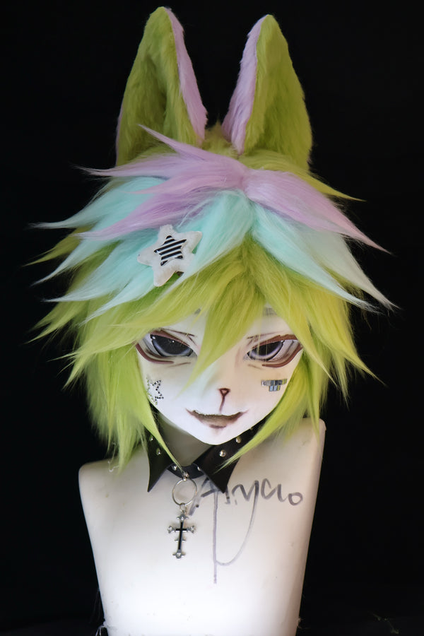 Green Wolf Kig Head Fursuit