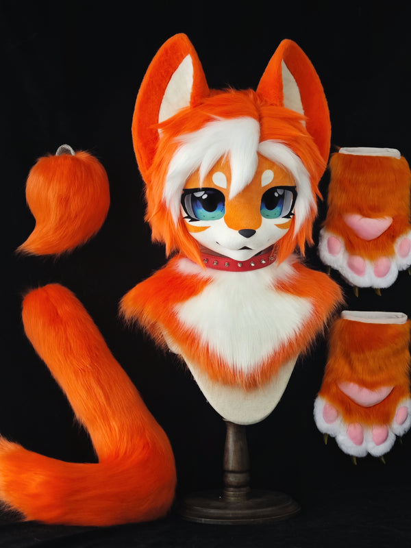 Orange Wolf Kemono Head Fursuit (Gift Handpaws+Tail)