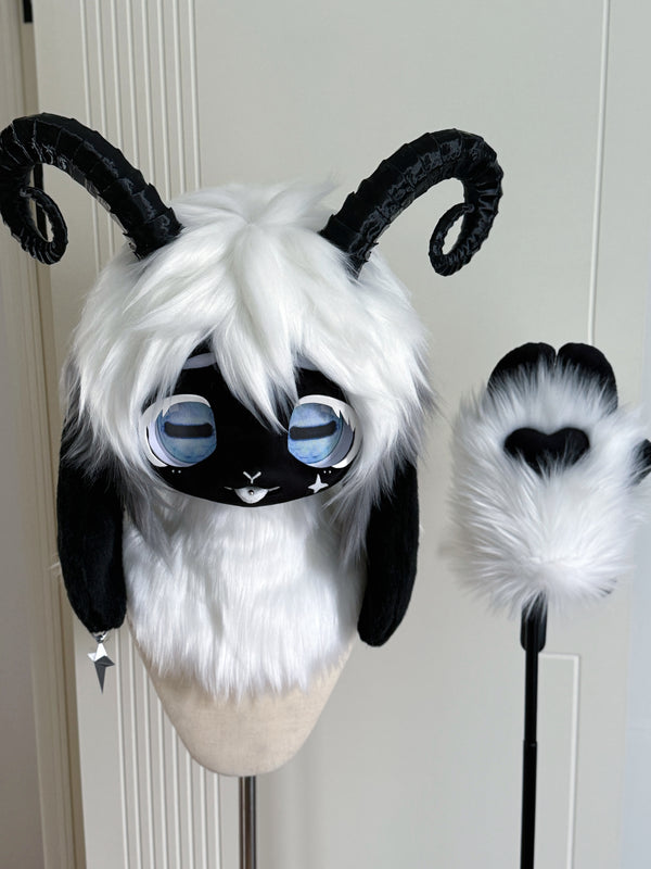 Black Goat Kig Head Fursuit (Gift Handpaws)
