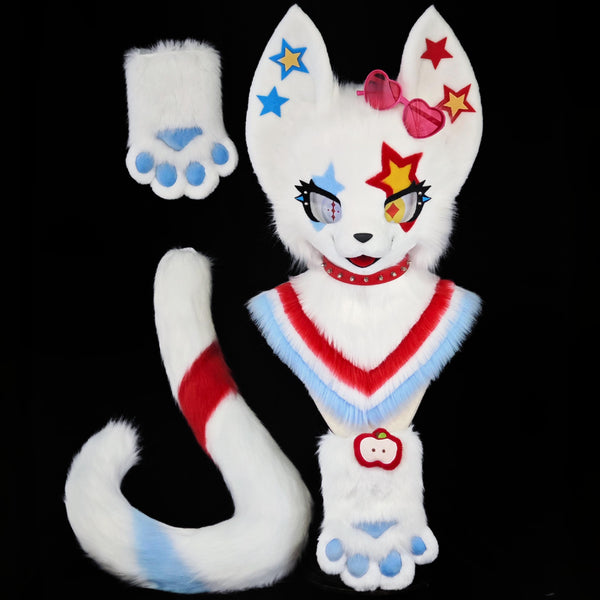 White Kitten Toony Head Fursuit (Gift Handpaws+Tail)