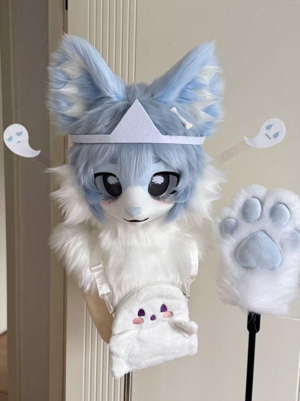 Ghost Will-O'-the-Wisp Puppy Kemono Head Fursuit (Gift Handpaws)