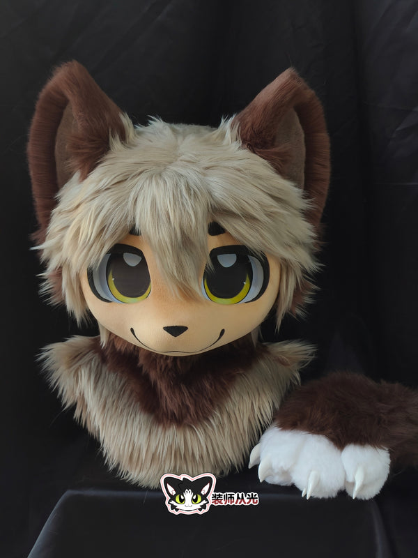 Chocolate Puppy Kemono Head Fursuit (Gift Handpaws)