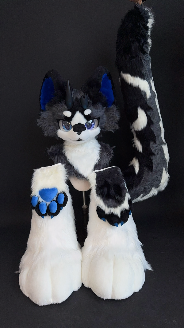 Black Dragon Kemono Head Fursuit (Gift Feetpaws+Handpaws+Tail)