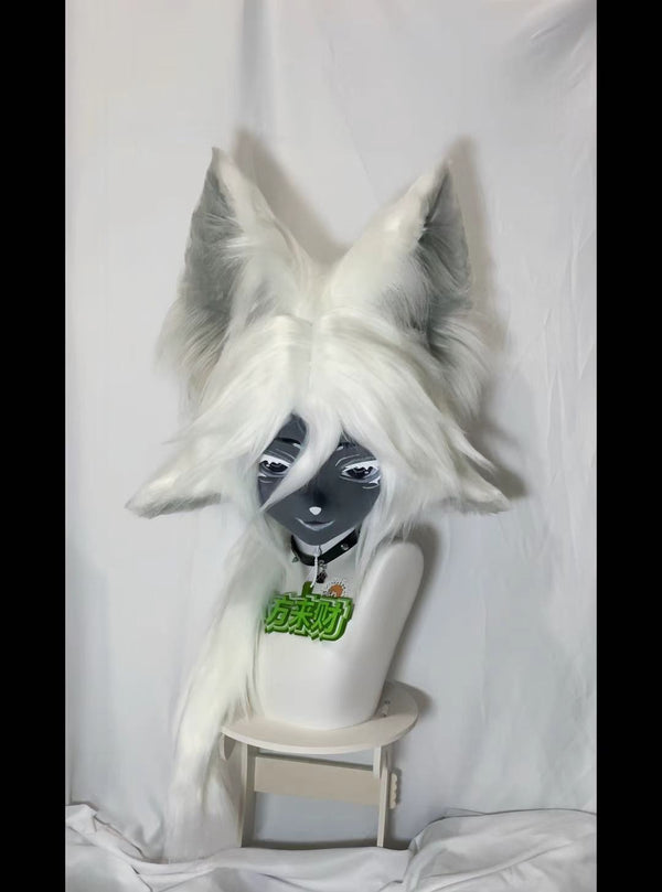 Gray Four-Eared Wolf Kig Head Fursuit