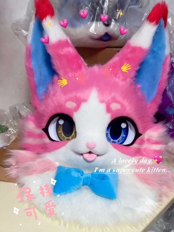 Pink Kitten Kemono Head Fursuit