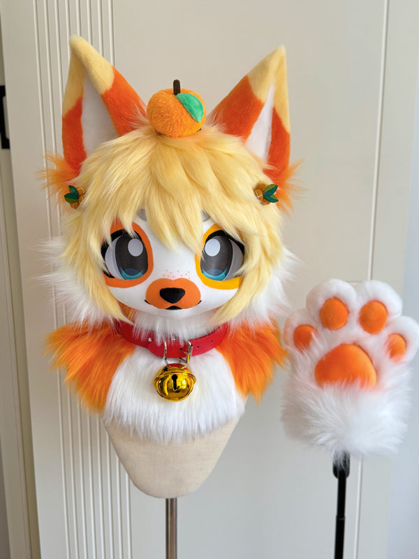 Orange Kitten Kemono Fursuit Head (Gift Handpaws)